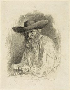 Old Man with Mess Tin, 1844. Creator: Charles Emile Jacque.