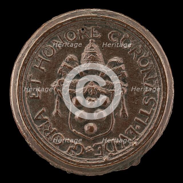 Shield with the Medici Arms, Surmounted by the Papal Tiara and Crossed Keys [reverse], c. 1513/1515. Creator: Unknown.