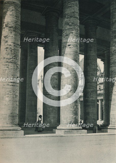 Part of the colonnade at St Peter's Square, Rome, Italy, c1926 (1927). Artist: Eugen Poppel.