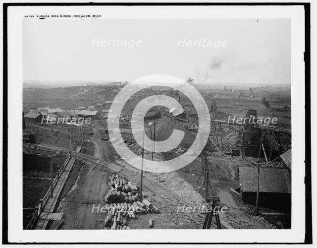 Aurora iron mines, Ironwood, Mich., between 1880 and 1899. Creator: Unknown.