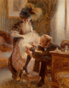 Lifting her petticoat . Creator: Guillaume, Albert (1873-1942).