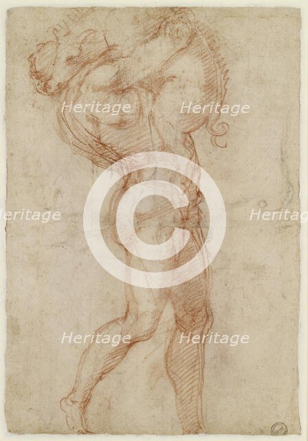 (Possibly) Hercules wrestling the Erymanthian boar, 1501-1505.  Creator: Michelangelo Buonarroti.