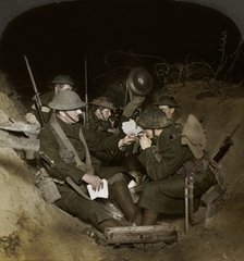 An evening in the reserve trenches at Beaumont Hamel, France, World War I, 1914-1918.  Artist: Realistic Travels Publishers.