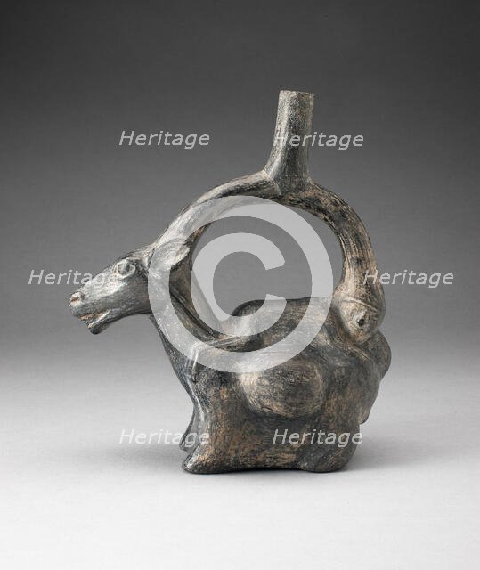 Stirrup Spout Vessel in Form of Llama with Figure on its Back, 100 B.C./A.D. 500. Creator: Unknown.