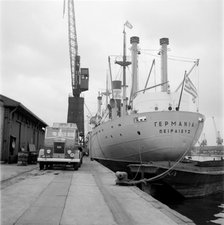 A ship unloading in West India Docks, London, c1945-c1965. Artist: SW Rawlings