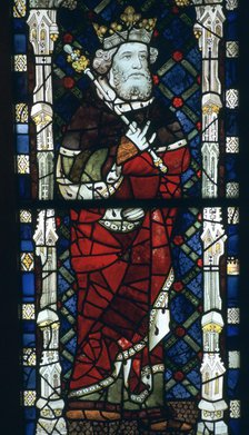 Stained glass image of King Canute, 11th century. Artist: Unknown