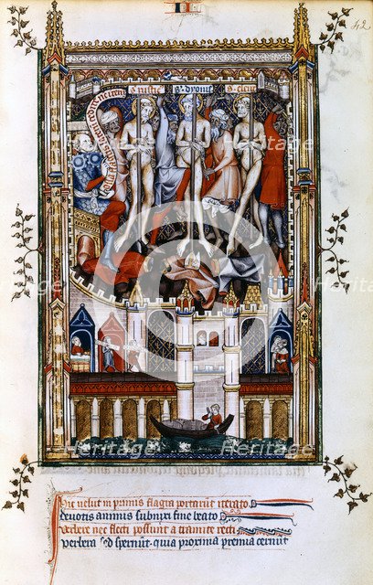 Flagellation of St Denis, St Rusticus and St Eleutherius, 1317. Artist: Unknown