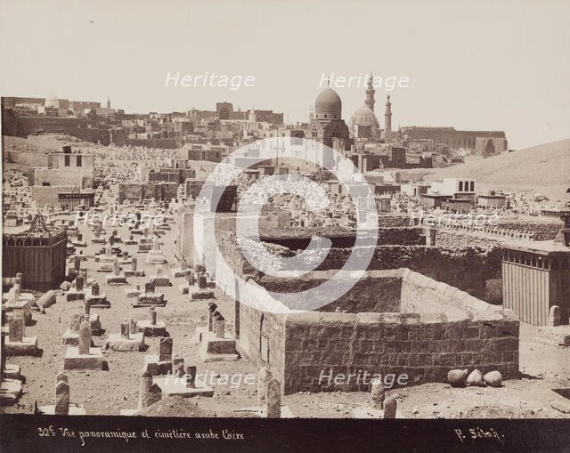 Panoramic View of the Arab Cemetery, Cairo, 19th century. Creator: Pascal Sébah.