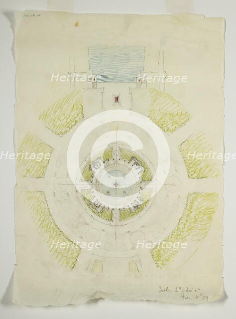 Potomac Round Point, Washington D.C., Circular Pool Plan Sketch, 1909. Creator: Daniel Burnham.