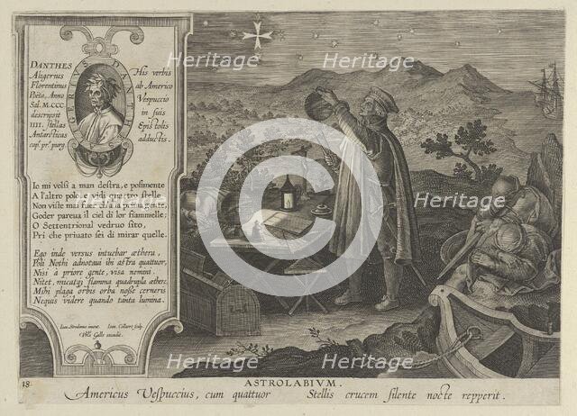 New Inventions of Modern Times [Nova Reperta], Amerigo Vespucci Discovering the Southe..., ca. 1600. Creator: Jan Collaert I.