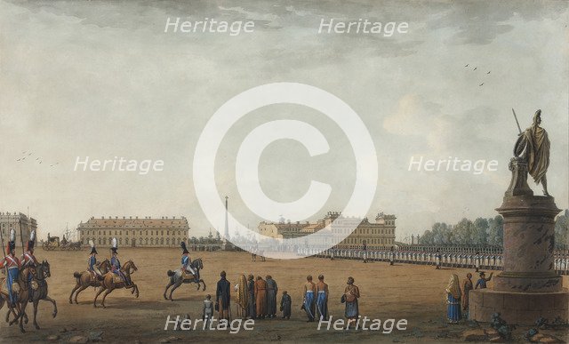 View of the Field of Mars and the Suvorov Monument in Saint Petersburg, 1807.