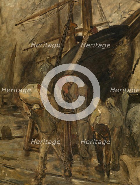 Unloading a Sailing Ship, c1860-1900. Creator: Constantin Emile Meunier.