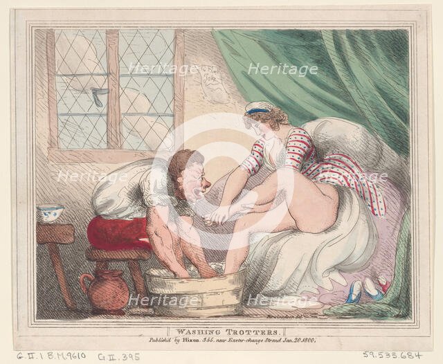 Washing Trotters, January 20, 1800., January 20, 1800. Creator: Thomas Rowlandson.