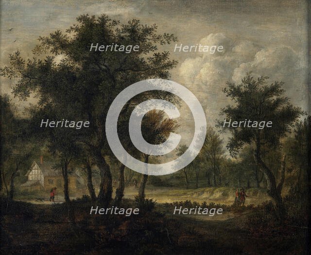 Landscape with figures, (c1670). Creator: Meindert Hobbema.