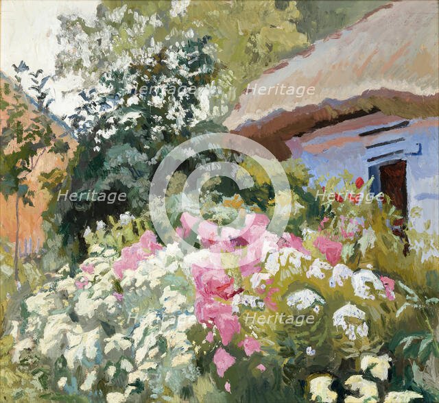 Flowers in Front of the Cottage, between 1903-1907. Creator: Stanislaus Kamocki.