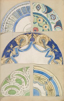 Six Designs for Decorated Plates, 1845-55. Creator: Alfred Crowquill.