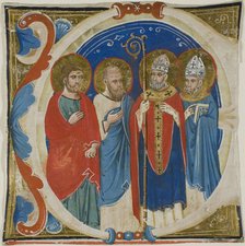 Two Saints and Two Bishops in a Historiated Initial "E" from a Choir Book, 1335/1400. Creator: Unknown.