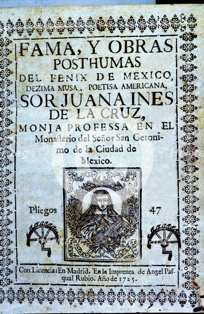 Cover of the work 'Fama y obras póstumas' (Fame and posthumous works) by Sor Juana Ines de la Cru…