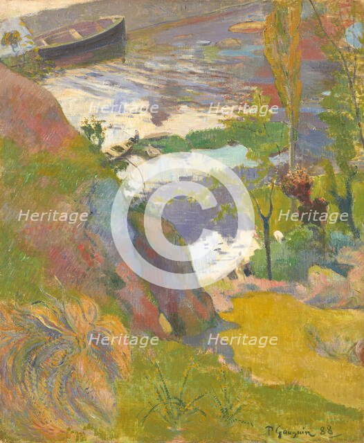 Pêcheur et baigneurs sur l'Aven, 1888. Creator: Gauguin, Paul Eugéne Henri (1848-1903).