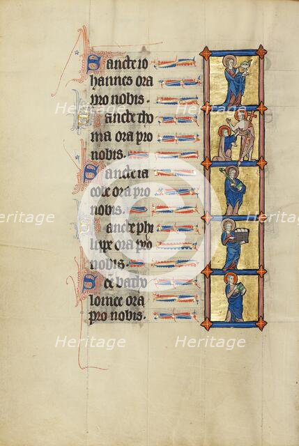 Saint John the Evangelist with the Poisoned Chalice: Doubting Thomas: Saint James..., about 1300. Creator: Unknown.