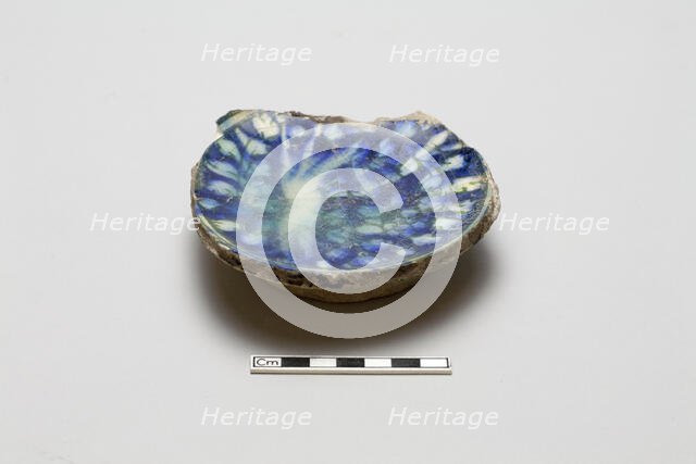 Fragmentary base of a bowl with image of running rabbit, late 13th century. Creator: Unknown.