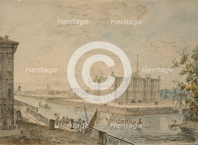 View of the Michael Palace in Saint Petersburg, 1799-1800. Artist: Alexeyev, Fyodor Yakovlevich (1753-1824)