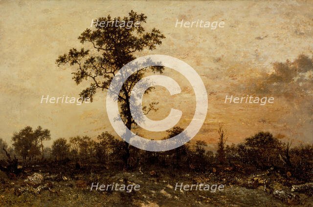 Edge of the Forest, Sun Setting, between c1845 and c1846. Creator: Theodore Rousseau.