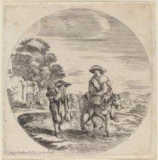 Two Peasants Traveling in a Landscape, 1656. Creator: Stefano della Bella.