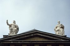 Statues of Francisco de Quevedo and Pedro Calderon de la Barca, Asturias, Spain, 2003. Creator: LTL.