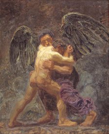 Jacob Wrestling with the Angel, 1907. Creator: Oluf Hartmann.