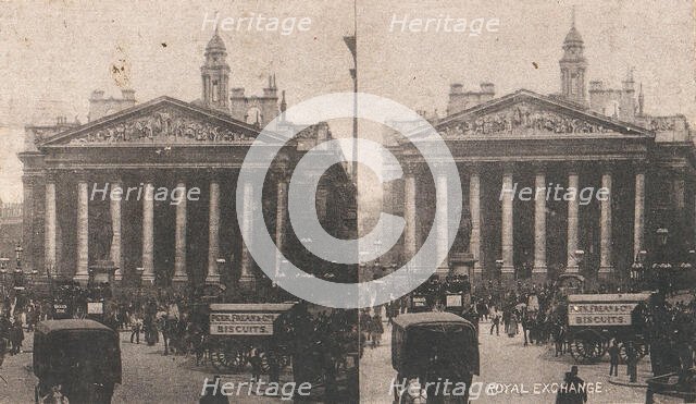 Pair of Stereograph Views of the Royal Exchange, London, England, 1850s-1910s. Creator: J F Jarvis.