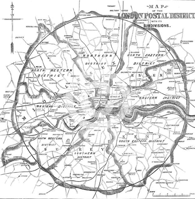 Map of the London Postal District with its Subdivisions, 1857. Creator: Unknown.