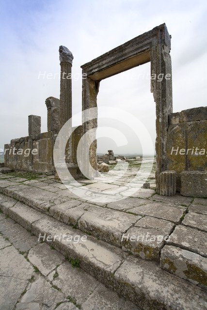 A temple in Dougga (Thugga), Tunisia. Artist: Samuel Magal