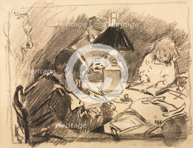 Around the Lamp, 1888. Creator: Auguste Louis Lepère (French, 1849-1918).