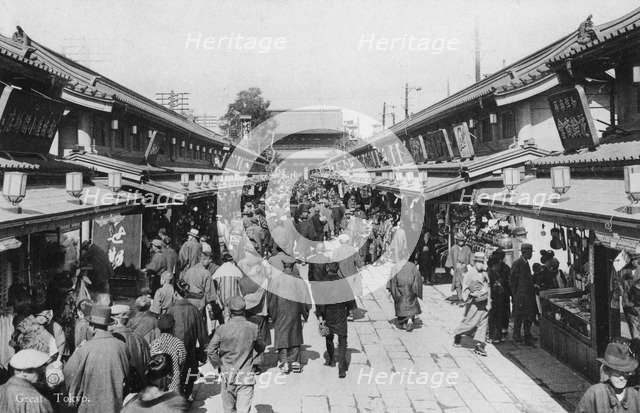 A row of shops in Asakusa, Tokyo, 20th century. Artist: Unknown