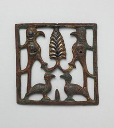 Appliqué Plaque with a Tree and Four Birds, Iran or Iraq, 12th century. Creator: Unknown.