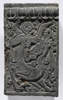 Section of a Coffin Platform: Feline, 550-577. Creator: Unknown.