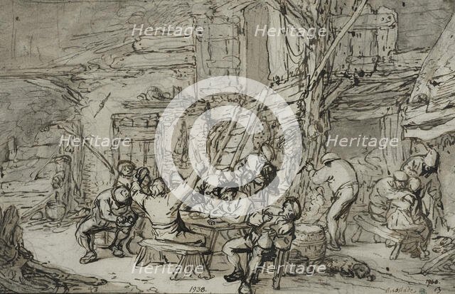 Inn interior with violin player, c.1640-1645. Creator: Adriaen van Ostade.