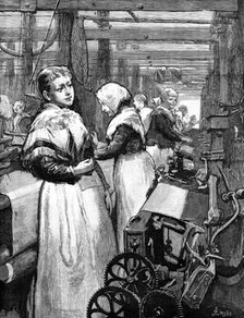 At Work in a Woollen Factory, 1883. Creator: Eugène Froment.