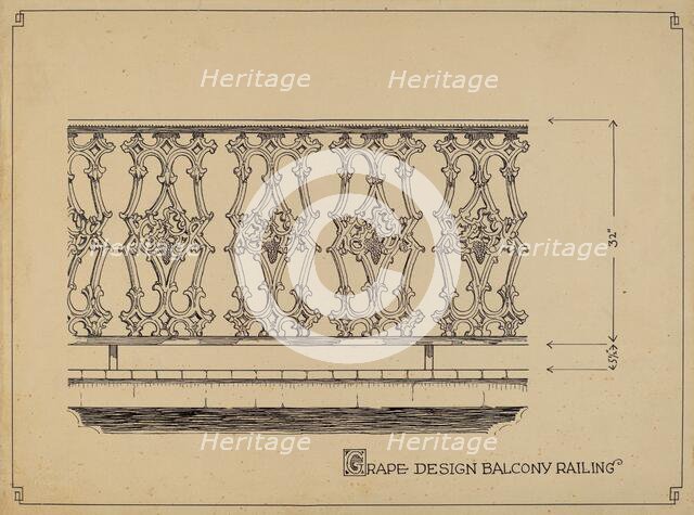 Grape Design Balcony, c. 1936. Creator: Thomas Byrne.