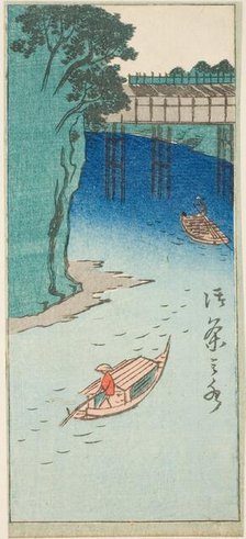 Ochanomizu, section of a sheet from the series "Cutout Pictures of Famous Places in..., 1857. Creator: Ando Hiroshige.