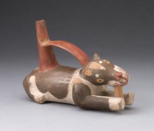 Single Spout and Bridge Vessel in the Form of a Dog Gnawing a Bone, A.D. 700/1000. Creator: Unknown.