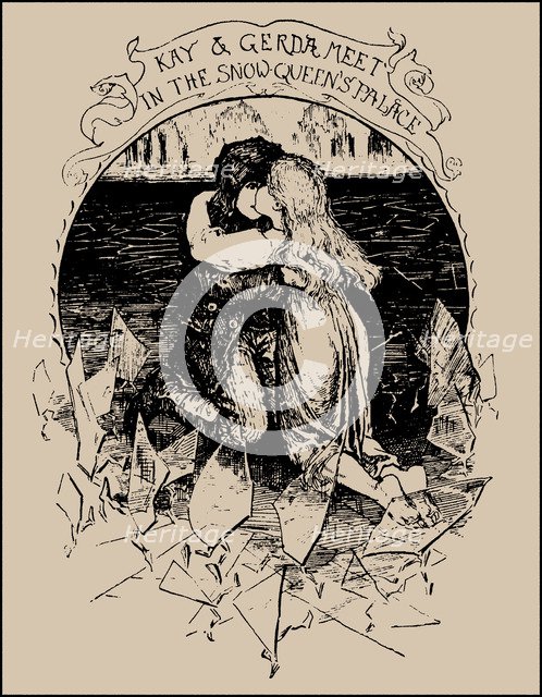 Kay and Gerda. The Snow Queen. Illustration from The Pink Fairy Book by Andrew Lang, 1897.