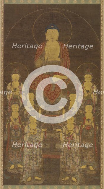 Buddha Amitabha (Amita) and the Eight Great Bodhisattvas, Late Goryeo period,mid-late 14th cent. Creator: Unknown.