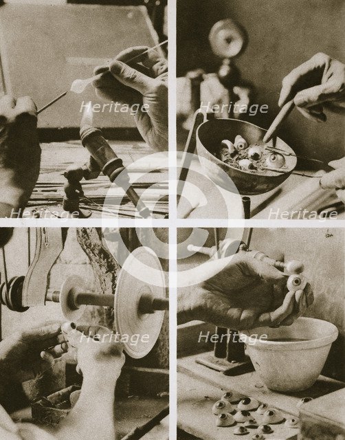 Making coloured glass eyeballs, c1914-c1918. Artist: Unknown
