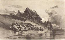 Chaumières de pêcheurs, c. 1844. Creator: Eugene Isabey.