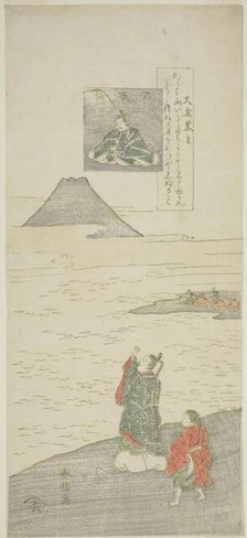 Poem by Otomo no Kuronushi, from the series "Six Famous Poets (Rokkasen)", c. 1764/65. Creator: Suzuki Harunobu.