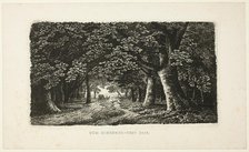 Woodland Path with a Coach, 1857. Creator: Karl Friedrich Schinkel.