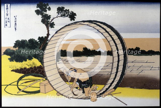 'Carpenter', painting from the series '36 Views of Mount Fuji', 1834. Creator: Hokusai, Katsushika (1760 - 1849).