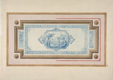 Design for the decoration of a ceiling with a Chinese blue and white design, 1830-97. Creators: Jules-Edmond-Charles Lachaise, Eugène-Pierre Gourdet.